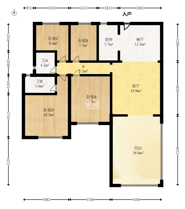 福天藏郡院子  4室2厅2卫    136.0万