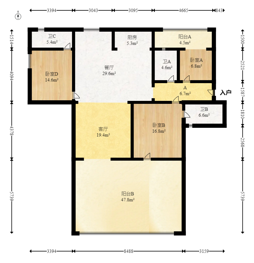 福天藏郡院子 4室1厅2卫 137.8万 福天藏郡院子 4室1厅2卫 137.8万户型图