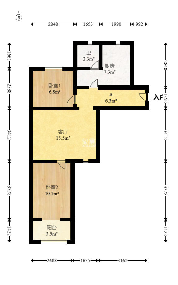 鵬程府  2室2廳1衛(wèi)   75.00萬