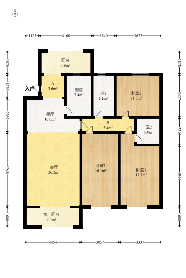 星城荣域  3室2厅2卫    169.0万 星城荣域  3室2厅2卫    169.0万户型图