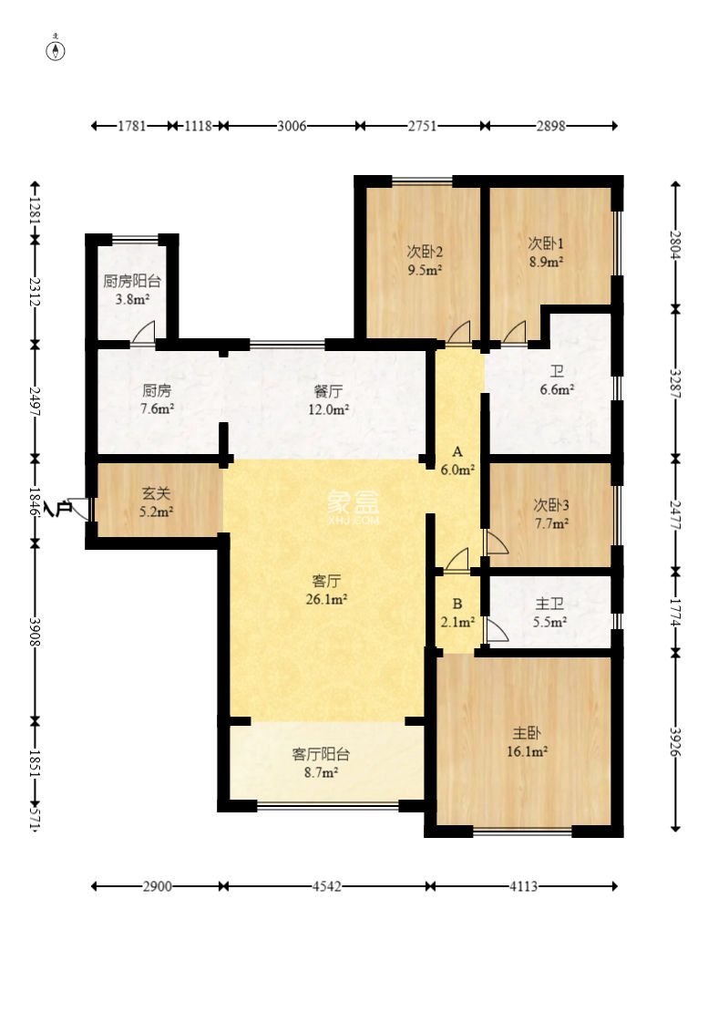 恒大御景天下城二期  4室2厅2卫   115.00万