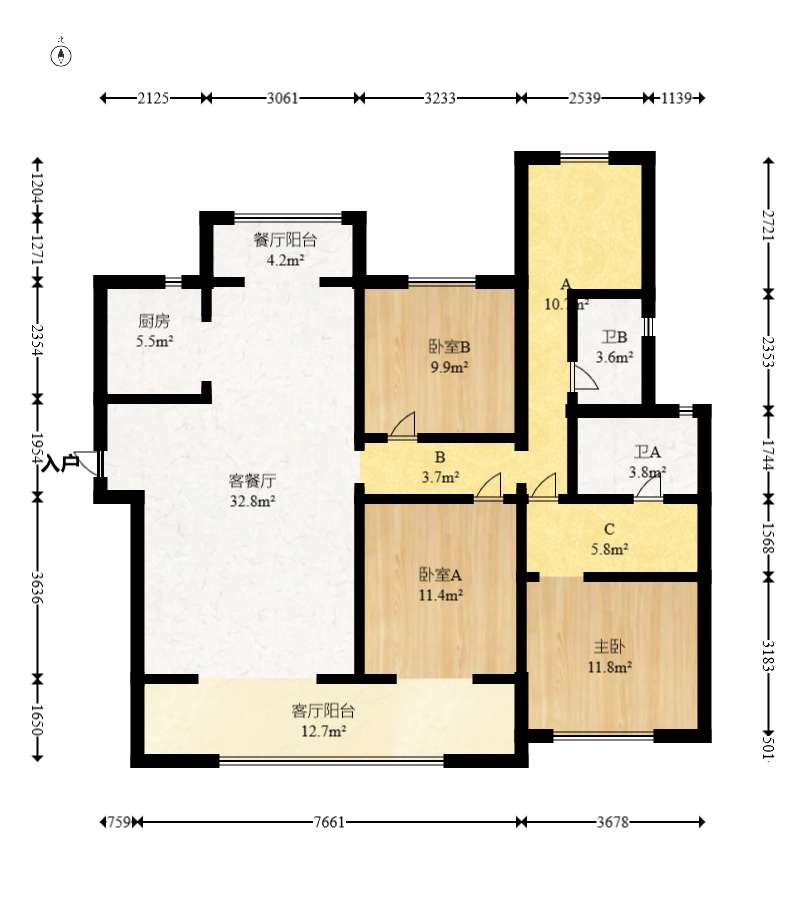 滨江府1913  4室2厅2卫   310.00万室内图1