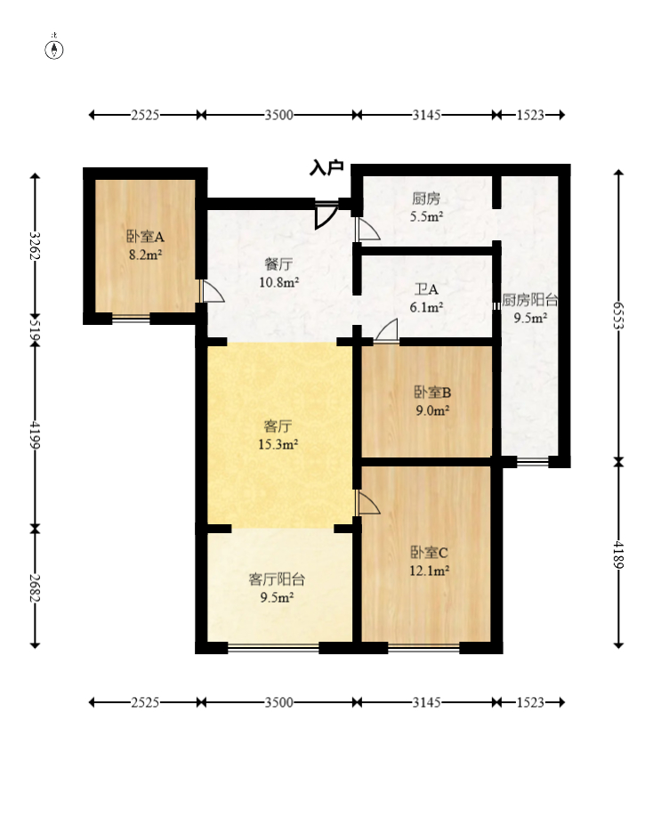 当代滨江MOMA  3室2厅1卫   145.00万室内图1