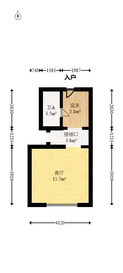 北辰时光里  2室1厅1卫   38.00万室内图1
