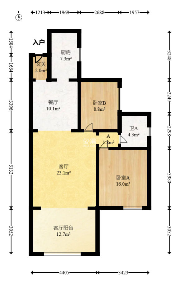 枫林美景  2室2厅1卫   80.00万