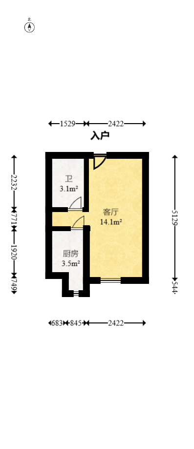 卓越浅水湾  1室1厅1卫   26.00万室内图1