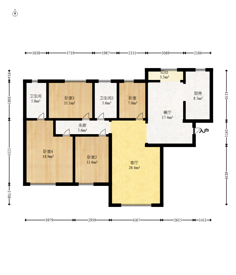 福天星中心(福天星雅苑)  4室2厅2卫    126.0万 福天星中心(福天星雅苑)  4室2厅2卫    126.0万户型图