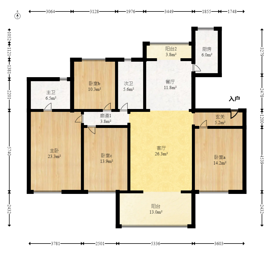 中梁云麓传奇  4室2厅2卫    140.0万室内图1