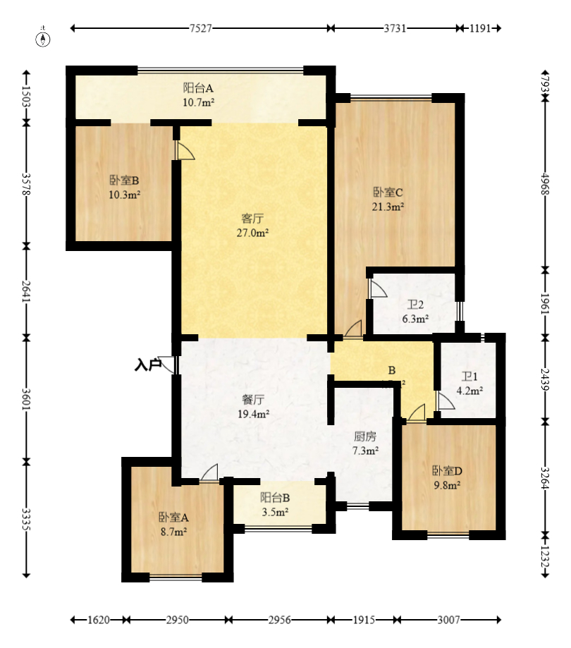 建发玖洲和玺  4室2厅2卫   185.00万室内图1
