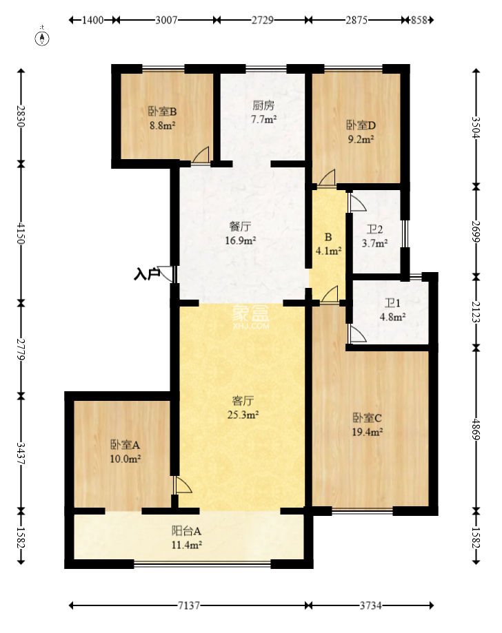 建发玖洲和玺  4室2厅1卫   128.00万
