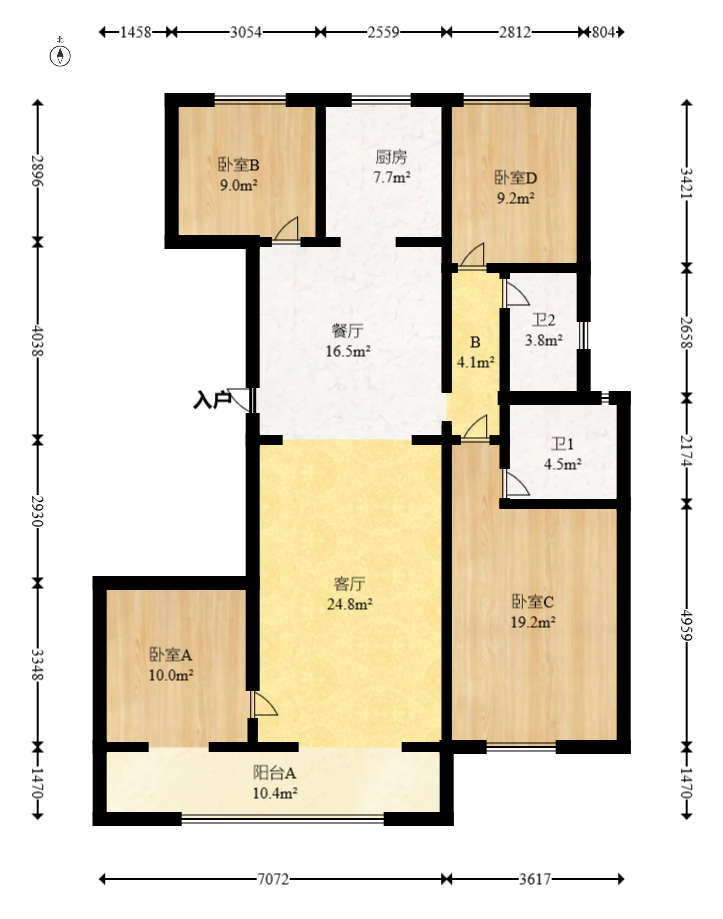 建发玖洲和玺  3室1厅1卫   195.00万室内图1