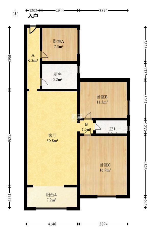 半山壹号  3室2厅1卫   112.00万