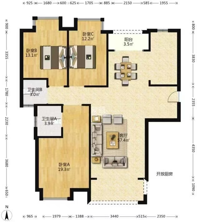 磐龙生态社区 3室2厅2卫 48.8万 磐龙生态社区 3室2厅2卫 48.8万室内图