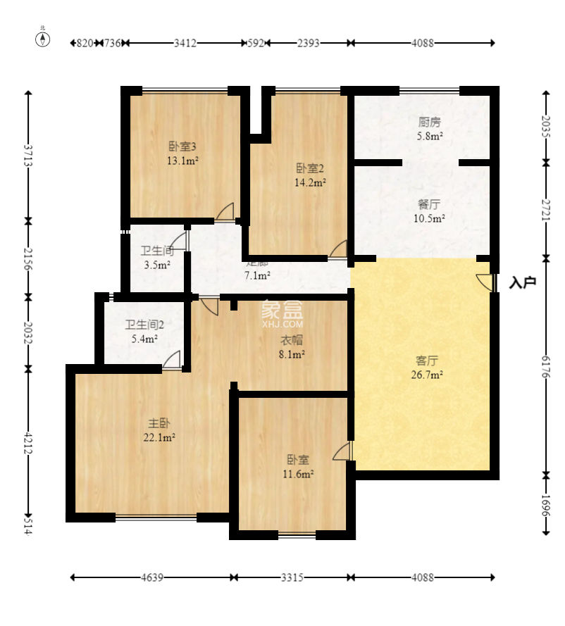 东方美地  4室2厅2卫    110.0万