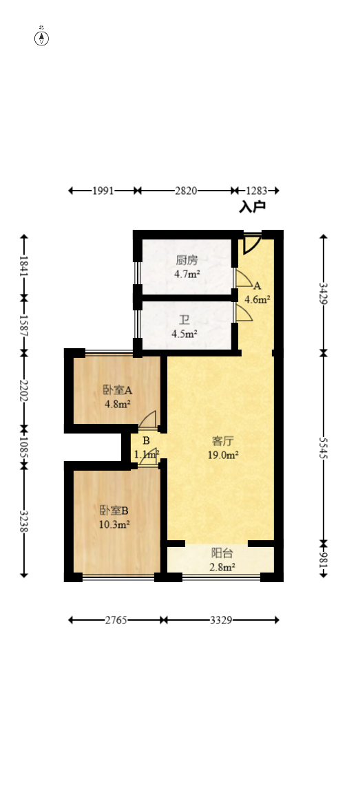 星语林南壹号  2室2厅1卫   38.00万室内图1