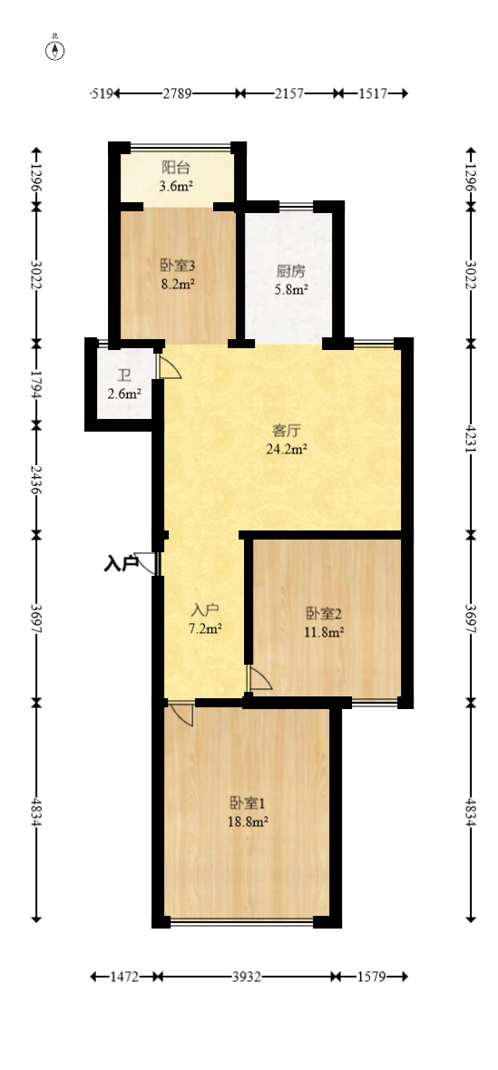 恒业雅苑  3室0厅0卫   95.00万室内图1