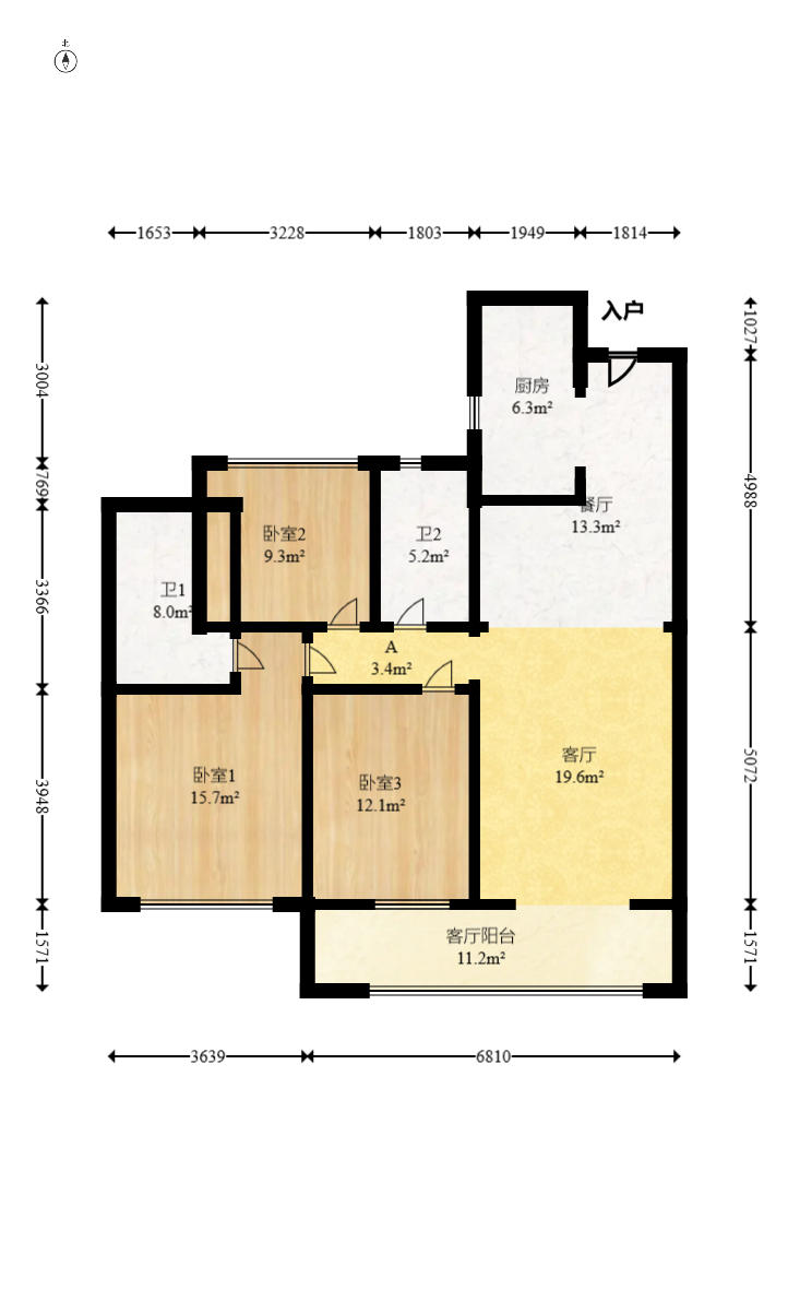 龙湖春江天曜一期 3室2厅2卫 209.5万 龙湖春江天曜一期 3室2厅2卫 209.5万户型图