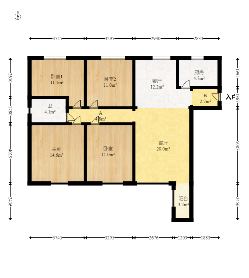 月亮湾草莓街区一、二期 4室2厅1卫 68.8万 月亮湾草莓街区一、二期 4室2厅1卫 68.8万户型图