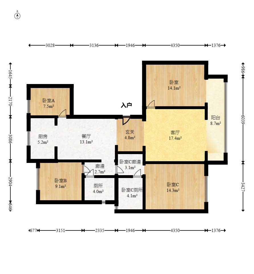 建发电建江山悦  4室2厅2卫   175.00万室内图1