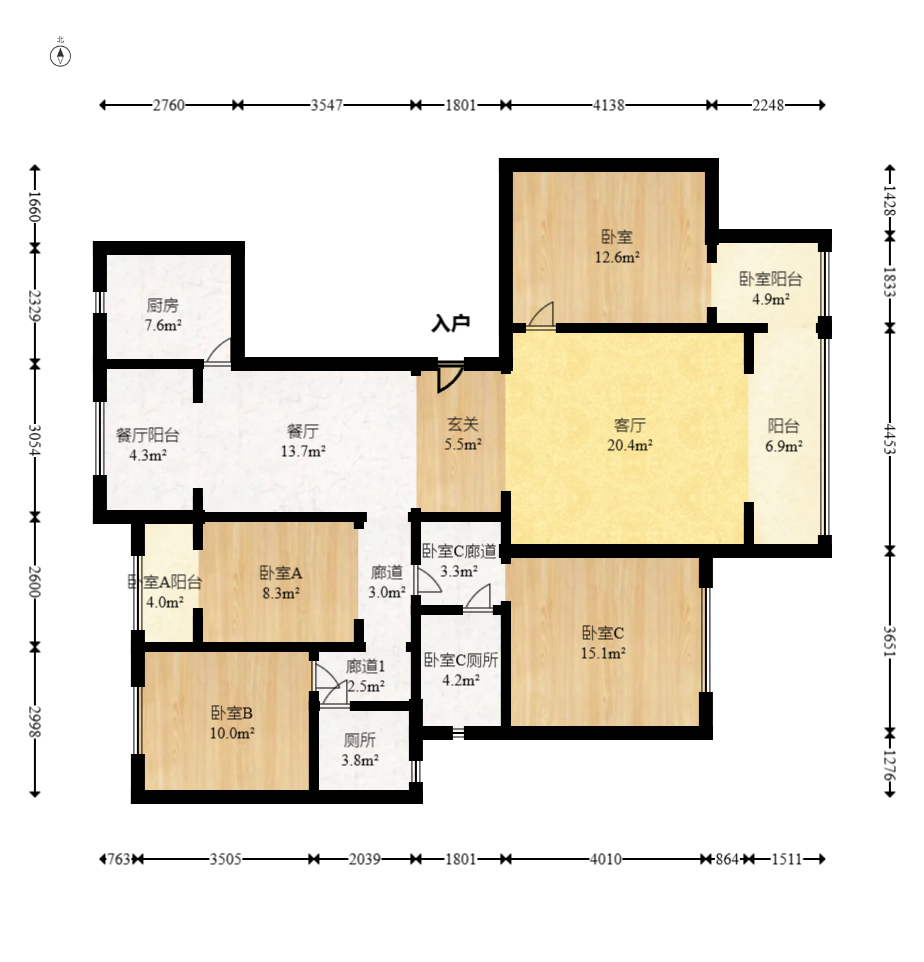 建发电建江山悦  4室2厅2卫   268.00万室内图1