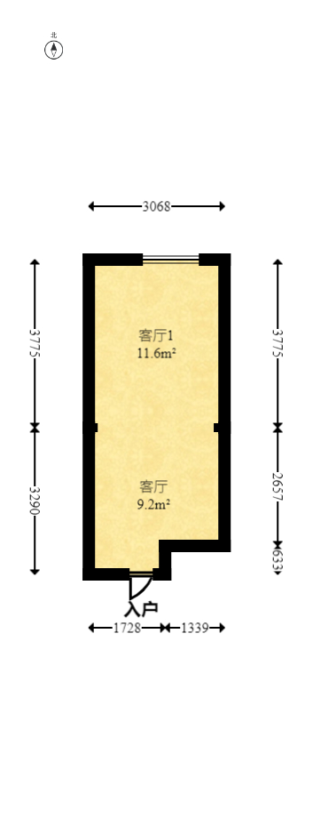 碧桂园翘楚棠 1室1厅1卫 16.5万 碧桂园翘楚棠 1室1厅1卫 16.5万户型图