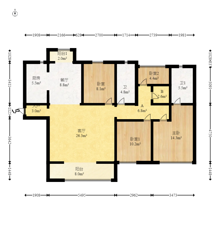爱情公望府  4室2厅2卫    105.0万 爱情公望府  4室2厅2卫    105.0万户型图