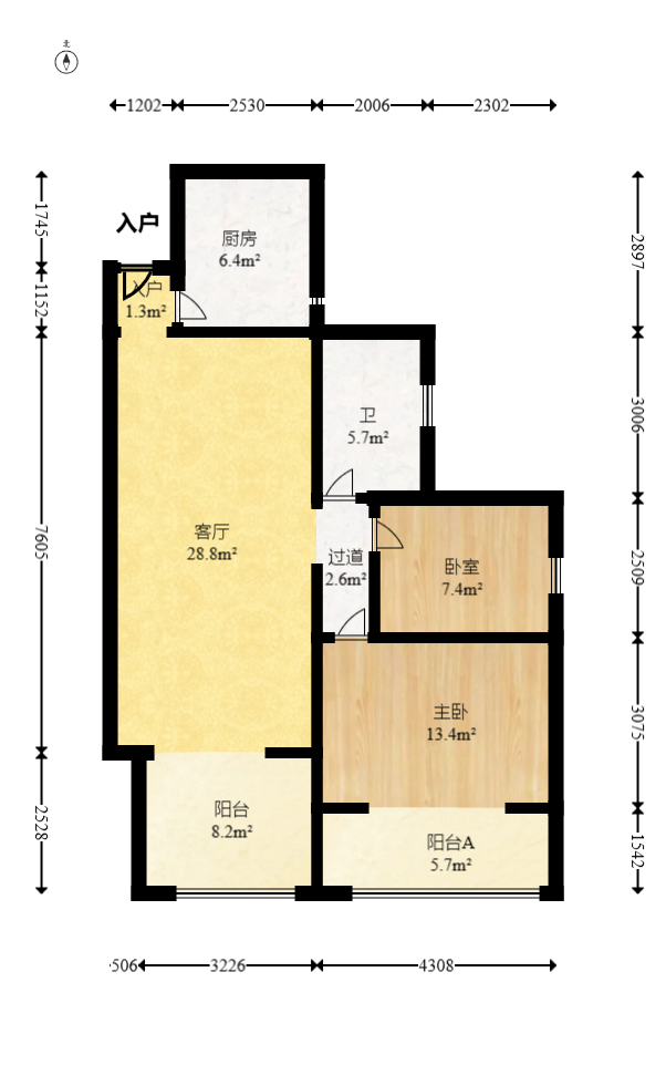 蝴蝶谷 2室2厅1卫 50.0万 蝴蝶谷 2室2厅1卫 50.0万户型图