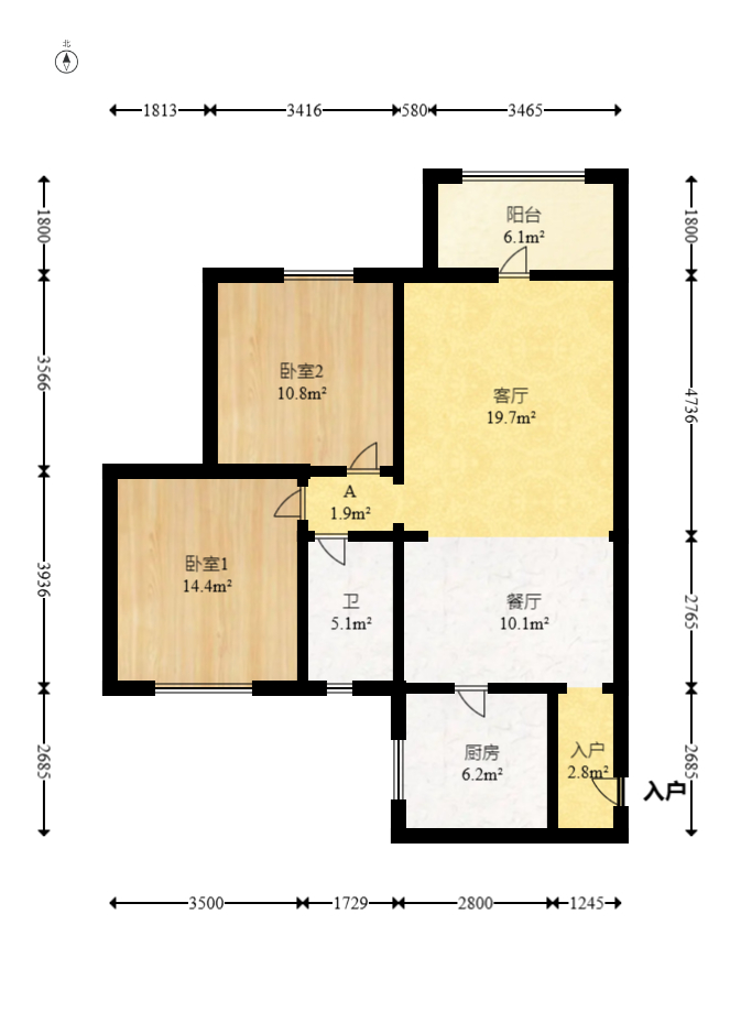 长房白沙湾 2室2厅1卫 78.0万 长房白沙湾 2室2厅1卫 78.0万户型图