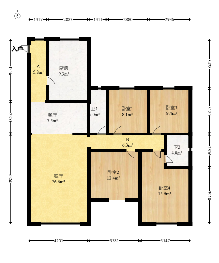 轻盐阳光CEO(轻盐雅苑)(轻奢时代) 4室2厅2卫 105.0万 轻盐阳光CEO(轻盐雅苑)(轻奢时代) 4室2厅2卫 105.0万户型图