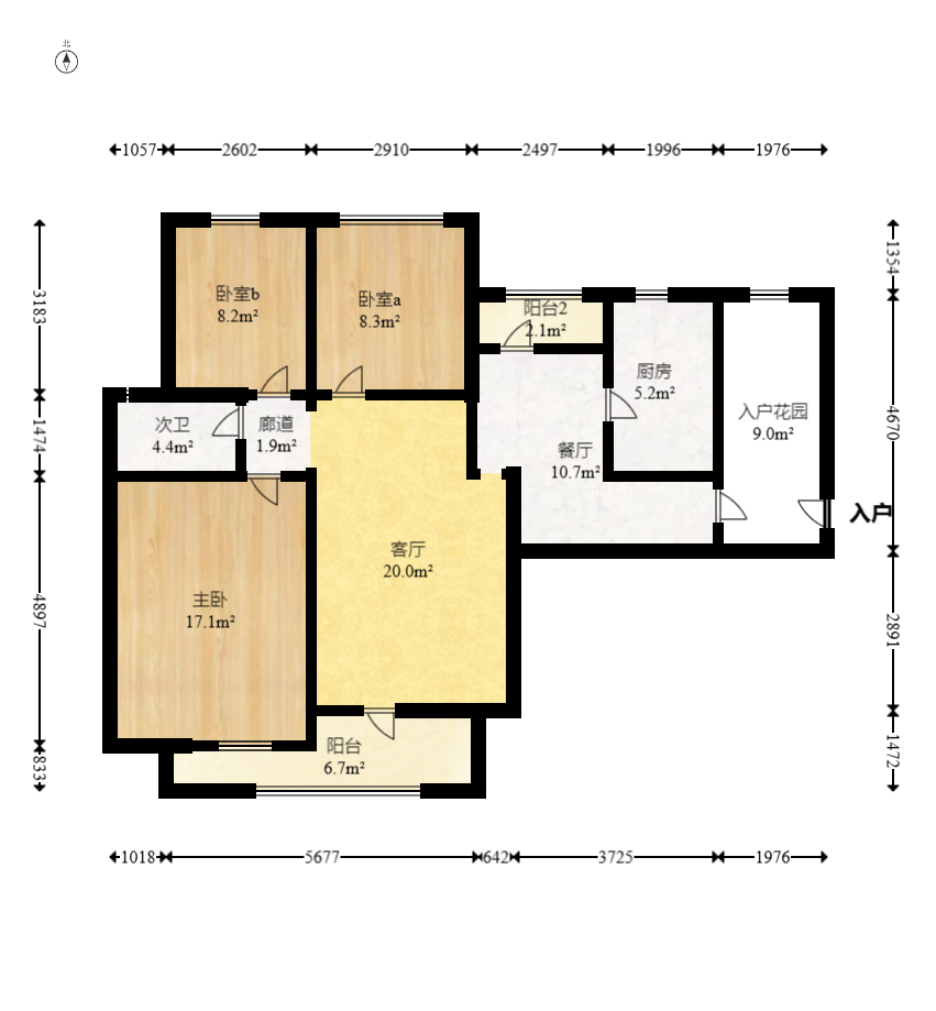 保利麓谷林语E区  3室2厅1卫   110.00万室内图1