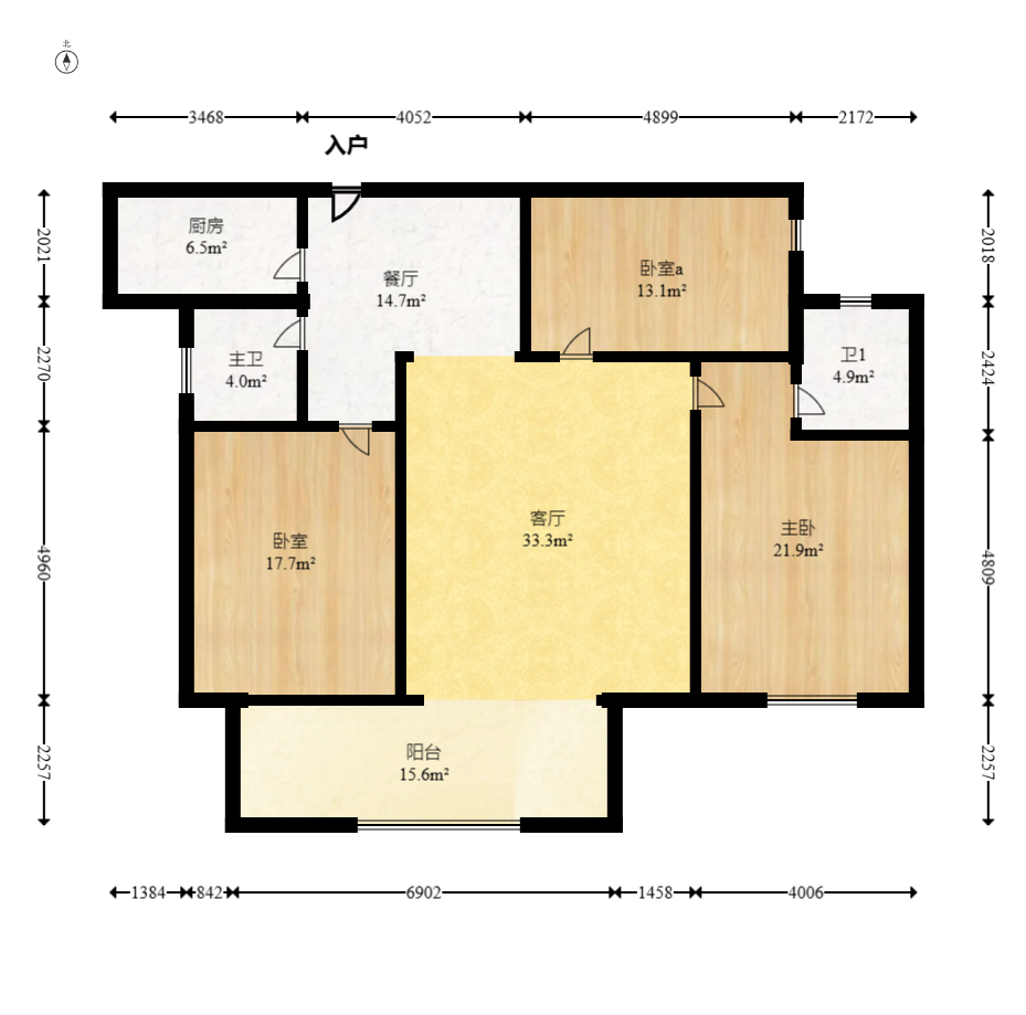 红树湾 3室2厅2卫 65.0万 红树湾 3室2厅2卫 65.0万户型图