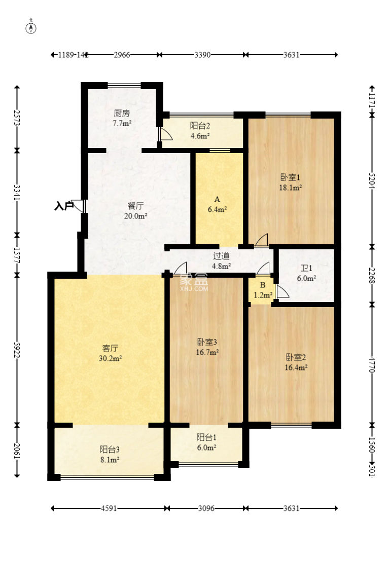 新世纪家园  3室2厅2卫   120.00万