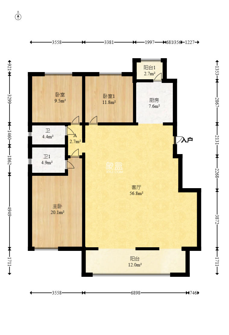 保利金香槟 4室2厅2卫 118.0万 保利金香槟 4室2厅2卫 118.0万户型图