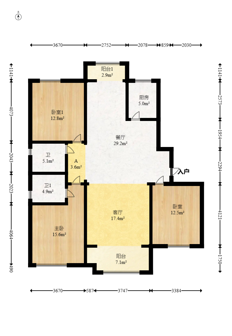 荣盛城 4室1厅2卫 110.0万 荣盛城 4室1厅2卫 110.0万户型图