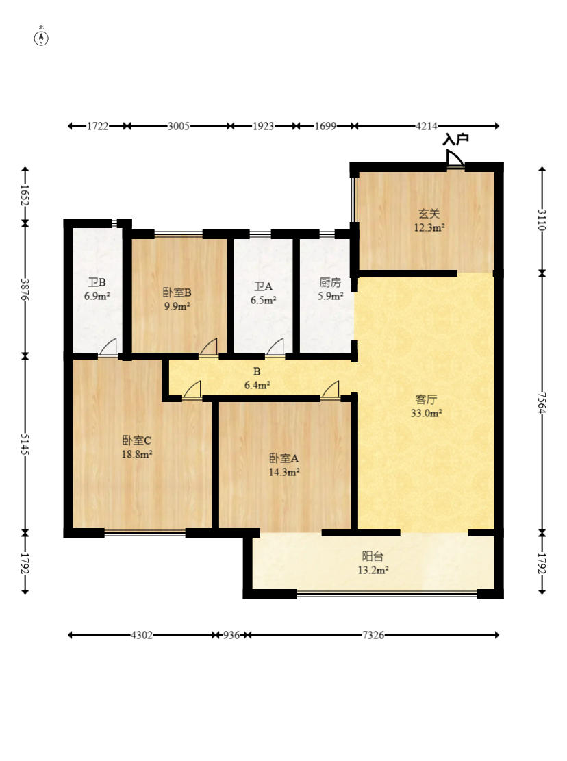 城发恒伟东风映1897  4室2厅2卫    185.0万 城发恒伟东风映1897  4室2厅2卫    185.0万户型图