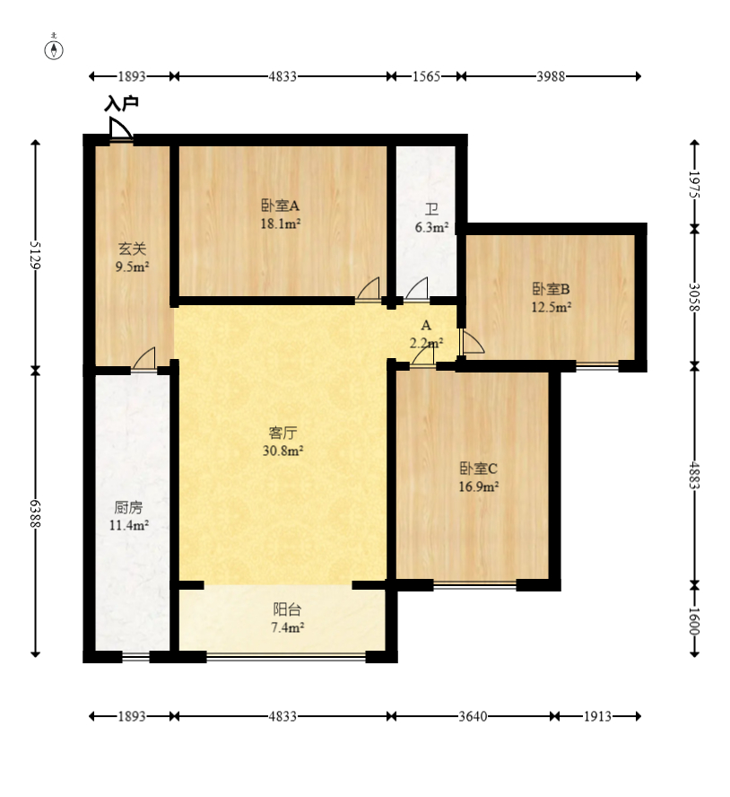 欧陆经典  3室2厅1卫   107.80万室内图1