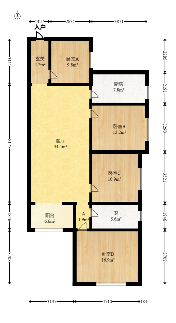 悦湖山  4室2厅1卫    80.0万 悦湖山  4室2厅1卫    80.0万户型图