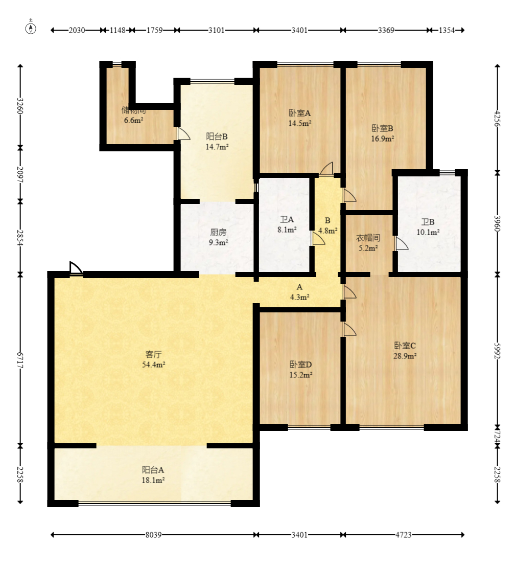 恒大雅苑 4室2厅2卫 198.0万 恒大雅苑 4室2厅2卫 198.0万户型图
