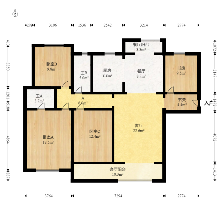 万科森林公园  4室2厅2卫   179.80万室内图1
