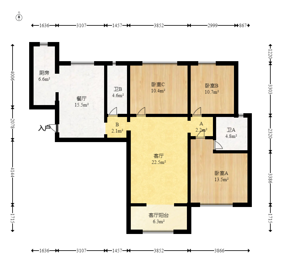 钰龙天下二期（钰龙佳园）  3室2厅2卫   230.00万室内图1