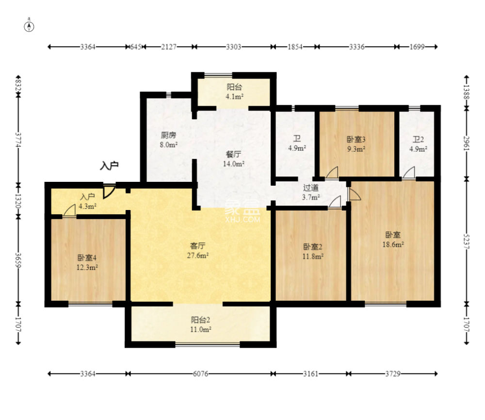 招商麓山府  4室2廳2衛(wèi)   253.00萬