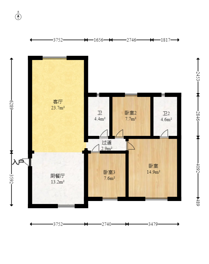 莱茵城  3室2厅2卫   99.80万室内图1