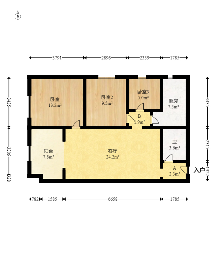 麓谷小镇  3室2厅1卫   59.00万室内图1