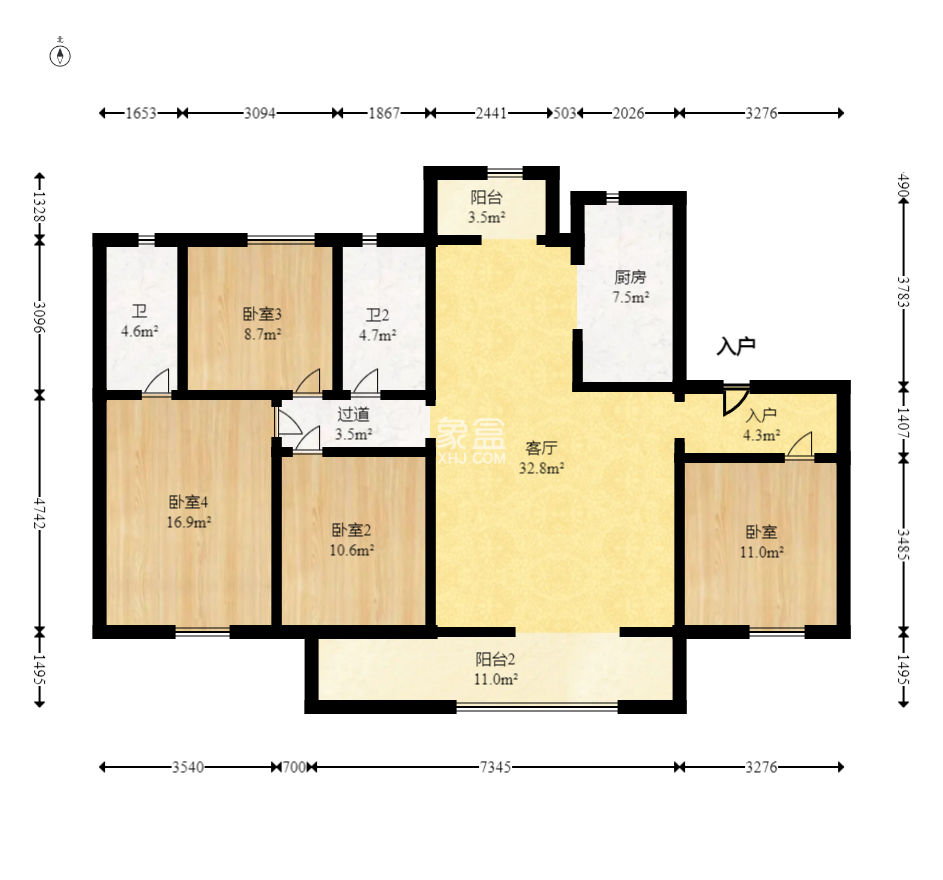招商麓山府  4室2廳2衛(wèi)   232.00萬