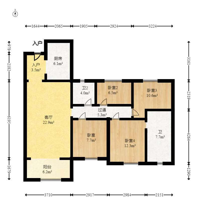 保利恒伟时光印象  4室2厅1卫   160.00万室内图1