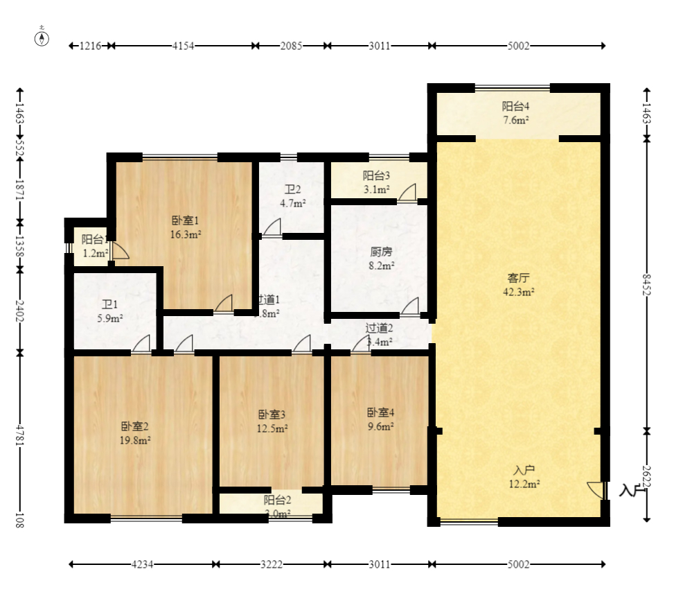 通泰梅岭苑 4室2厅2卫 248.0万 通泰梅岭苑 4室2厅2卫 248.0万户型图