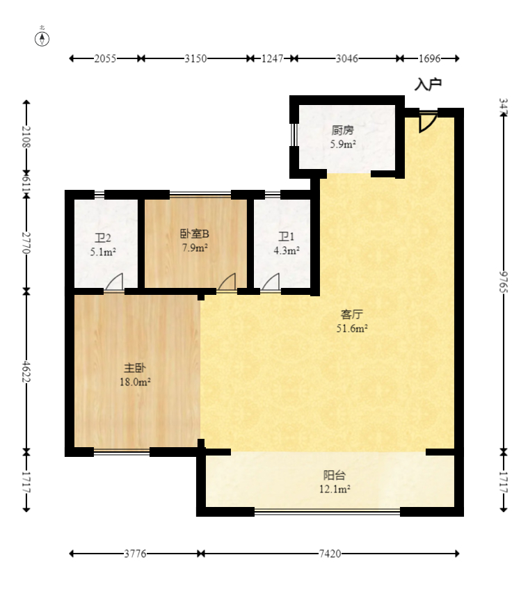 建投象山国际 3室2厅2卫 103.0万 建投象山国际 3室2厅2卫 103.0万户型图