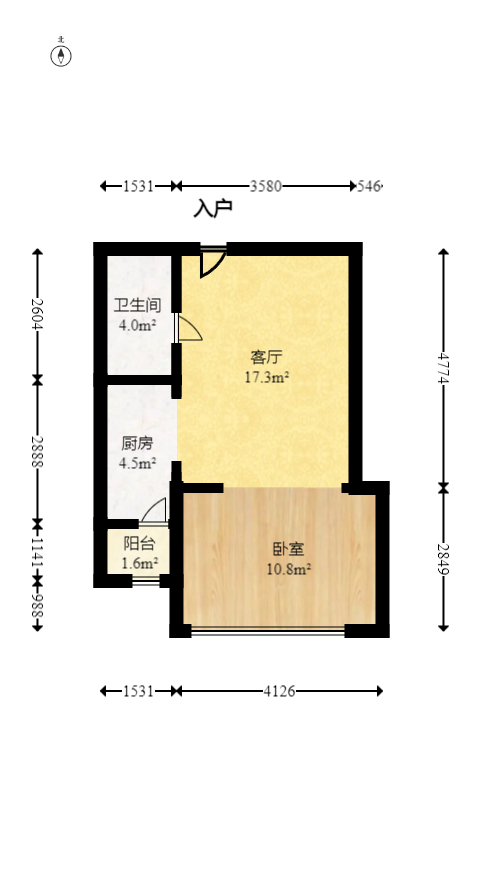 鑫远和城（一、二期）  1室1厅1卫   36.00万室内图1