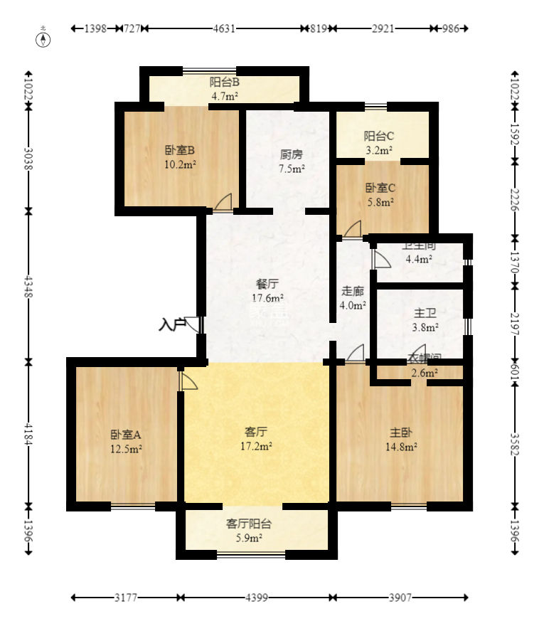 和泓融成府  4室2厅1卫    108.0万