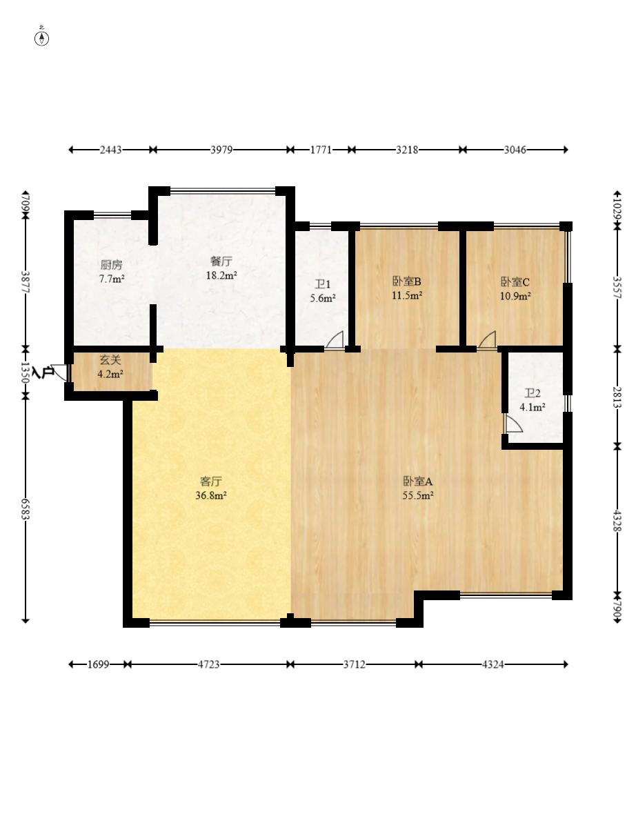 建投象山国际  4室2厅2卫   170.00万室内图1